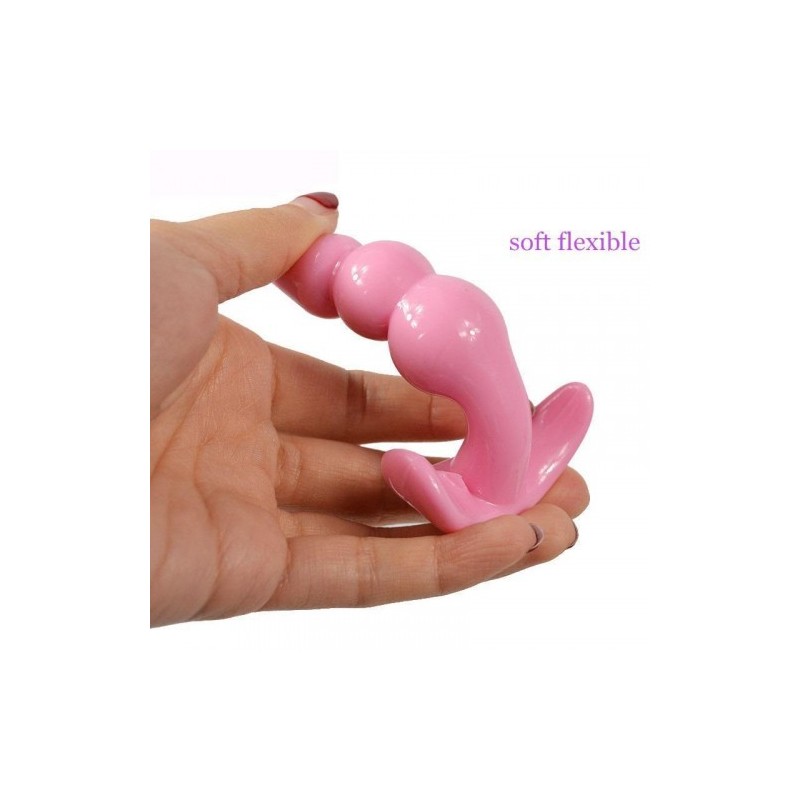 Μικρή ΡΟΖ πρωκτική σφήνα με τριπλή μπίλια για αρχάριους Naughty Toys 9 εκ