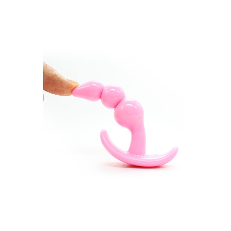 Μικρή ΡΟΖ πρωκτική σφήνα με τριπλή μπίλια για αρχάριους Naughty Toys 9 εκ