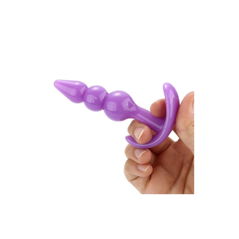 Μικρή μωβ πρωκτική σφήνα με τριπλή μπίλια για αρχάριους Naughty Toys 9 εκ