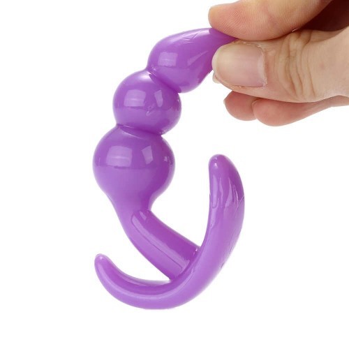 Μικρή μωβ πρωκτική σφήνα με τριπλή μπίλια για αρχάριους Naughty Toys 9 εκ