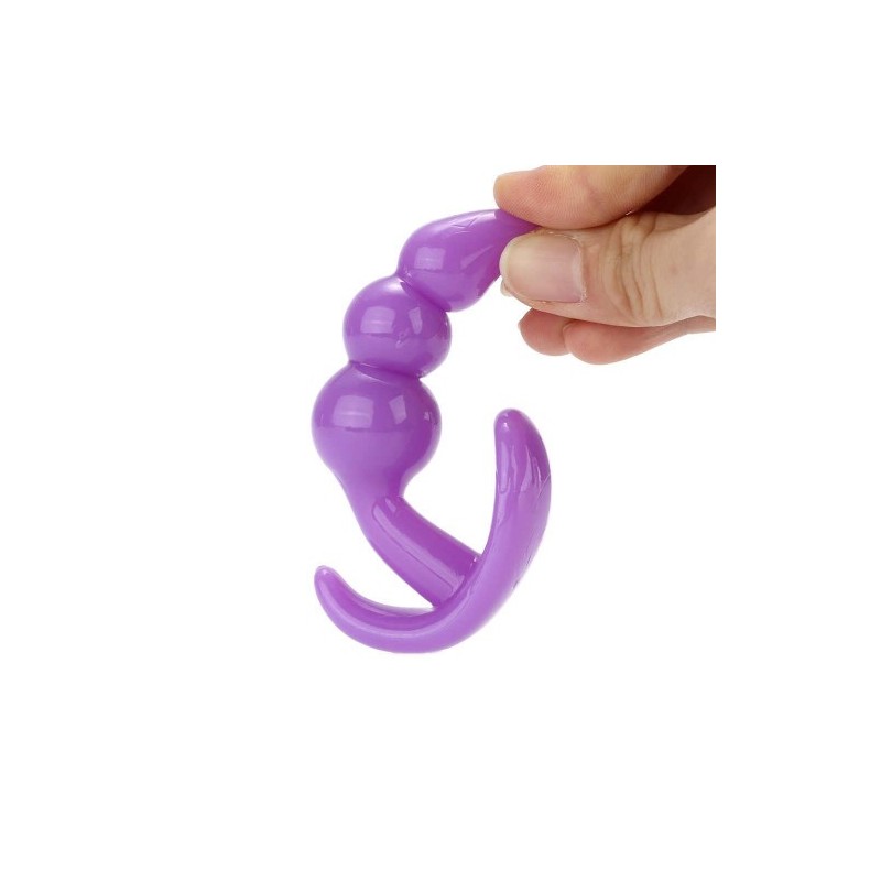 Μικρή μωβ πρωκτική σφήνα με τριπλή μπίλια για αρχάριους Naughty Toys 9 εκ