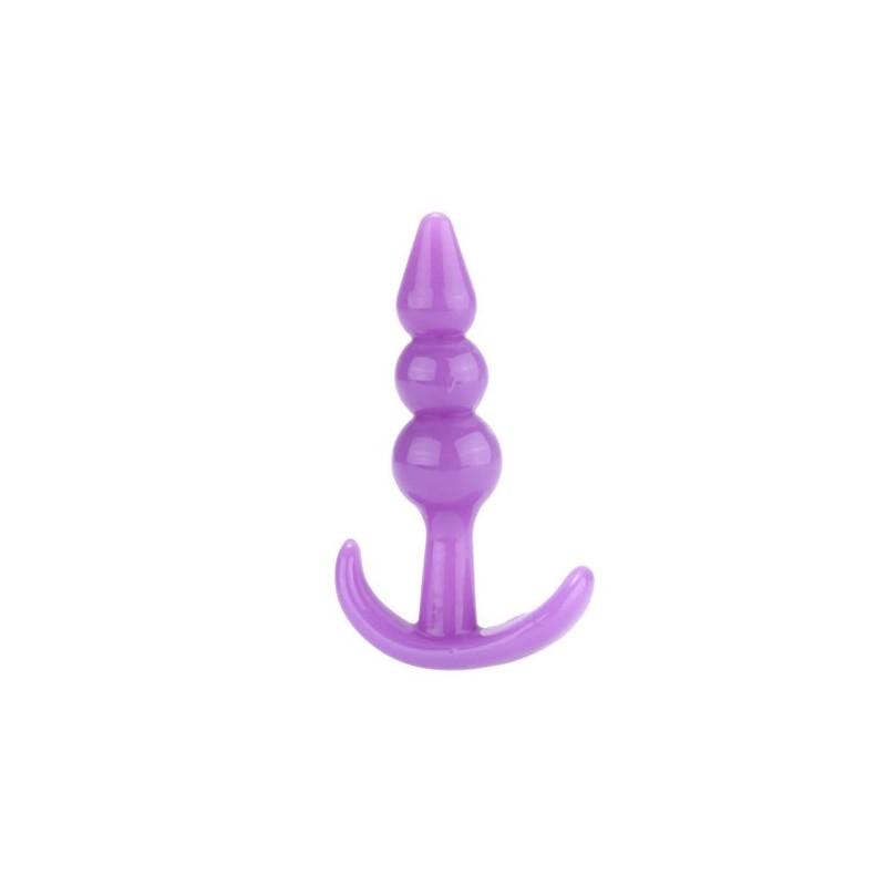 Μικρή μωβ πρωκτική σφήνα με τριπλή μπίλια για αρχάριους Naughty Toys 9 εκ