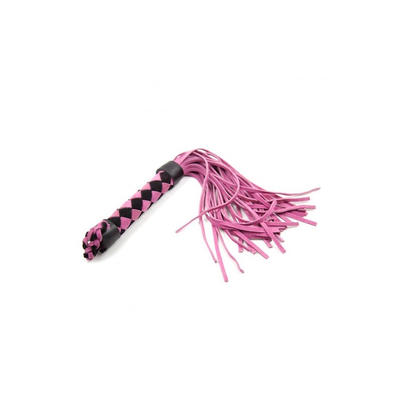 Αυθεντικό BDSM Ροζ Μαύρο Νούμποκ δερμάτινο μαστίγιο 38 εκ