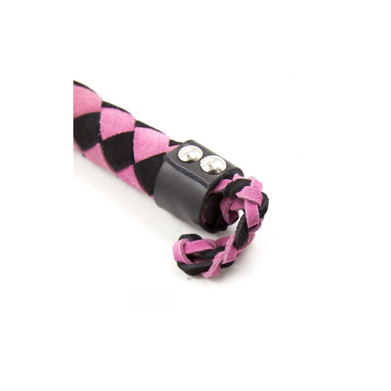 Αυθεντικό BDSM Ροζ Μαύρο Νούμποκ δερμάτινο μαστίγιο 38 εκ