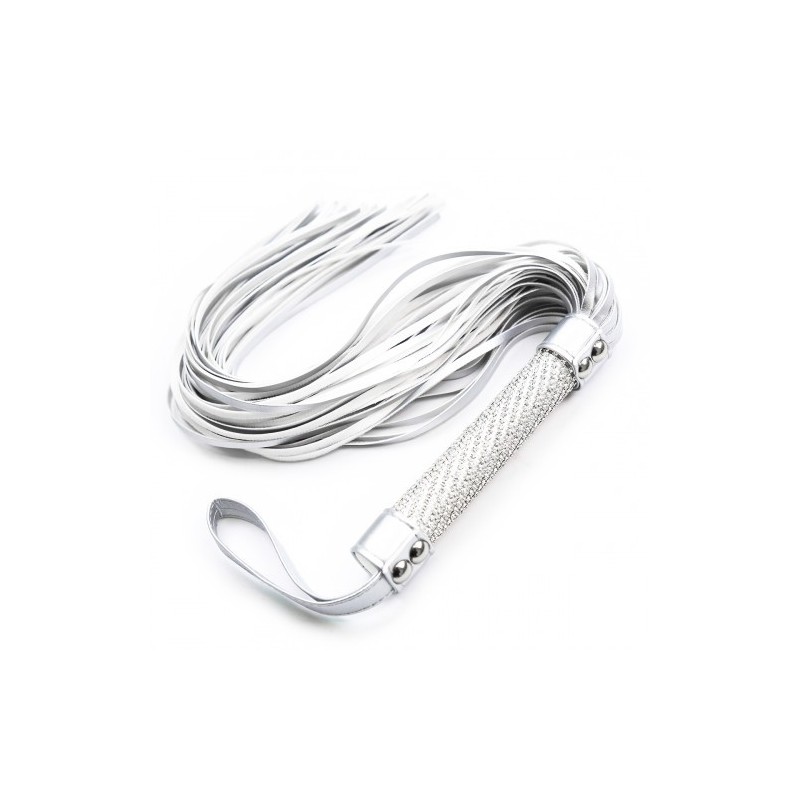 Λευκό μαστίγιο με λαβή επενδυμένη με διαμαντάκια 55 εκ