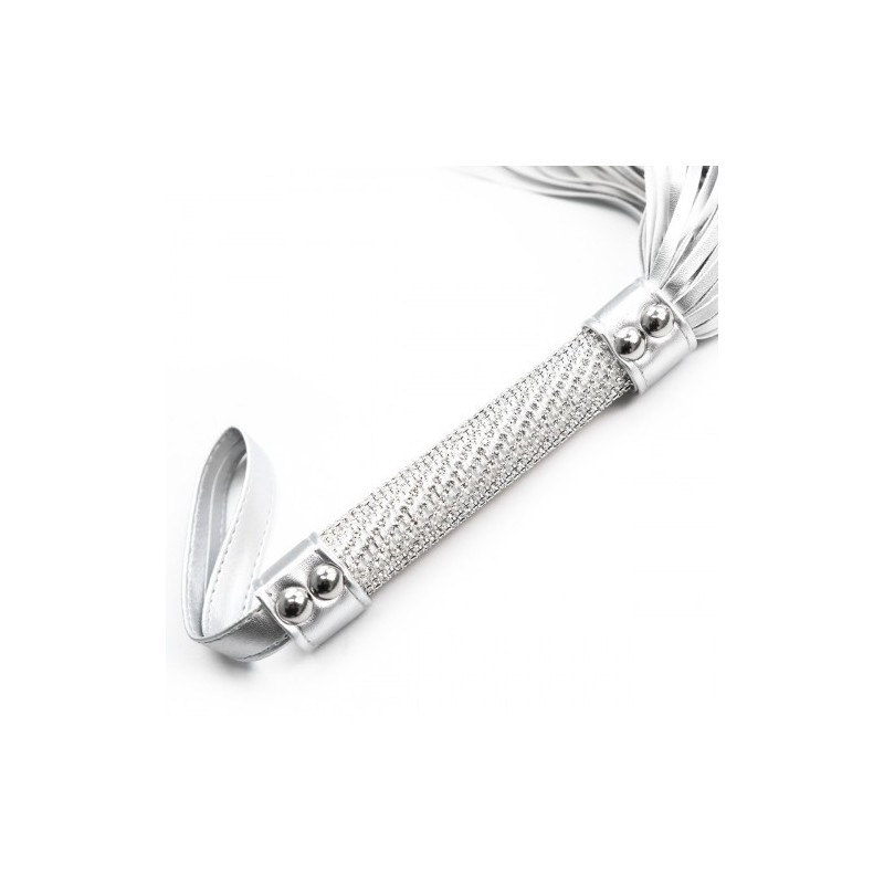 Λευκό μαστίγιο με λαβή επενδυμένη με διαμαντάκια 55 εκ