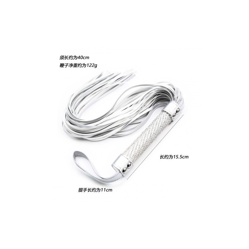 Λευκό μαστίγιο με λαβή επενδυμένη με διαμαντάκια 55 εκ