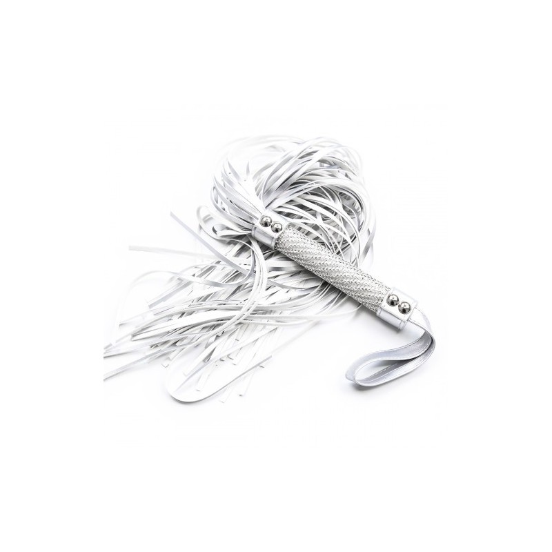 Λευκό μαστίγιο με λαβή επενδυμένη με διαμαντάκια 55 εκ