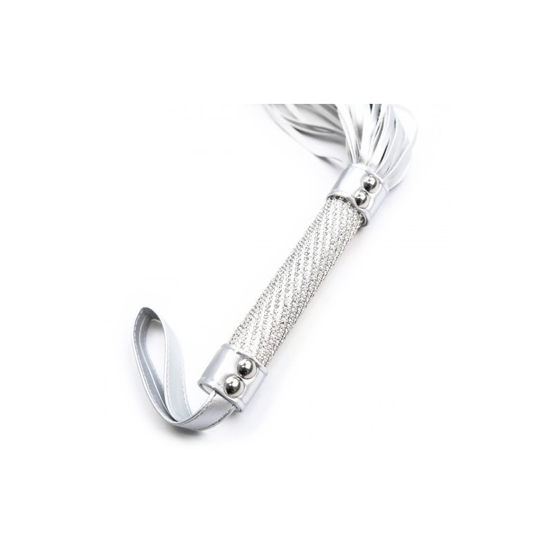 Λευκό μαστίγιο με λαβή επενδυμένη με διαμαντάκια 55 εκ