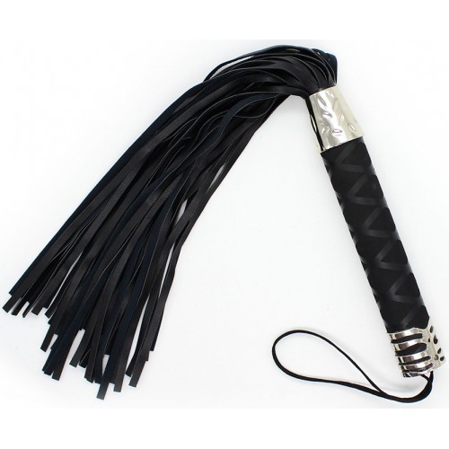 Δερμάτινο ΜΑΥΡΟ μαστίγιο αλογοουρά 32 λουριά Naughty Toys 45 εκ