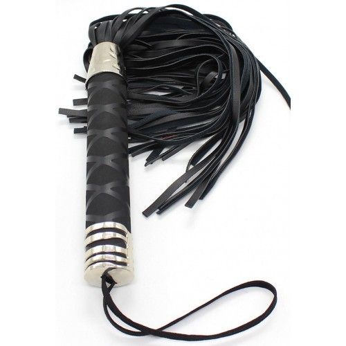 Δερμάτινο ΜΑΥΡΟ μαστίγιο αλογοουρά 32 λουριά Naughty Toys 45 εκ