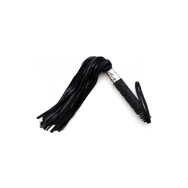 Δερμάτινο ΜΑΥΡΟ μαστίγιο αλογοουρά 32 λουριά Naughty Toys 45 εκ