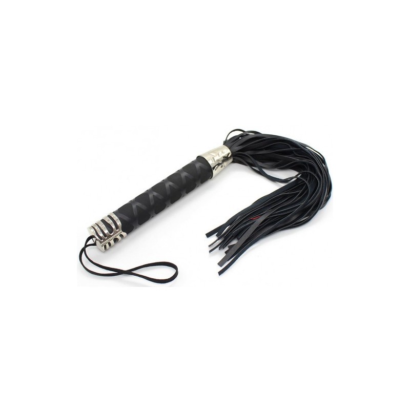 Δερμάτινο ΜΑΥΡΟ μαστίγιο αλογοουρά 32 λουριά Naughty Toys 45 εκ