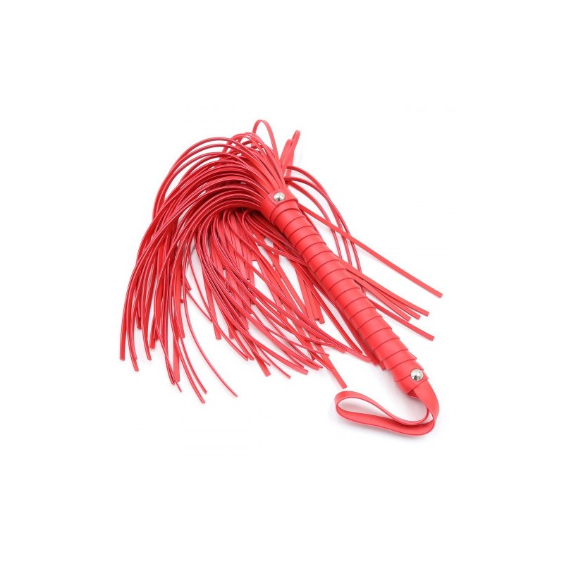 Δερμάτινο ΚΟΚΚΙΝΟ μαστίγιο αλογοουρά με 80 λουριά Naughty Toys 42 εκ