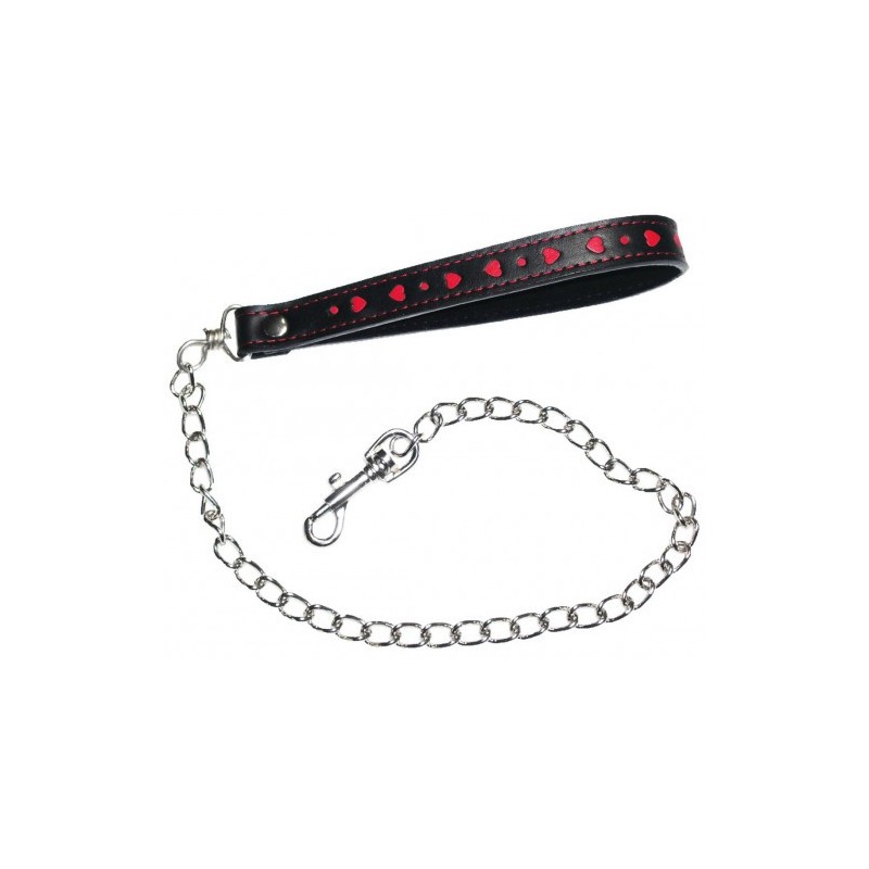 Leather Neck Collar with Metal Leash Chain