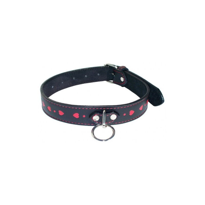 Leather Neck Collar with Metal Leash Chain