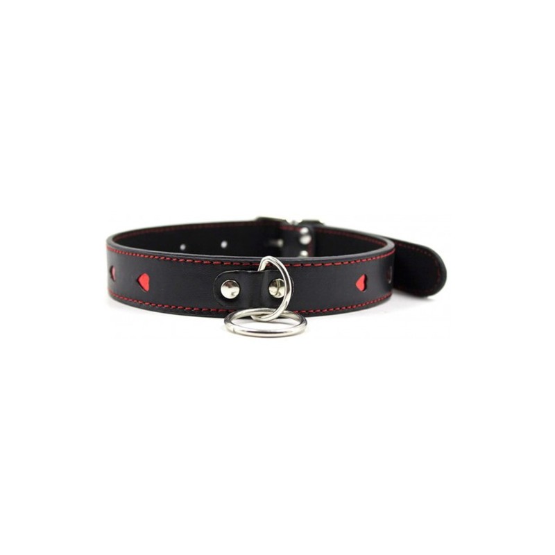 Leather Neck Collar with Metal Leash Chain