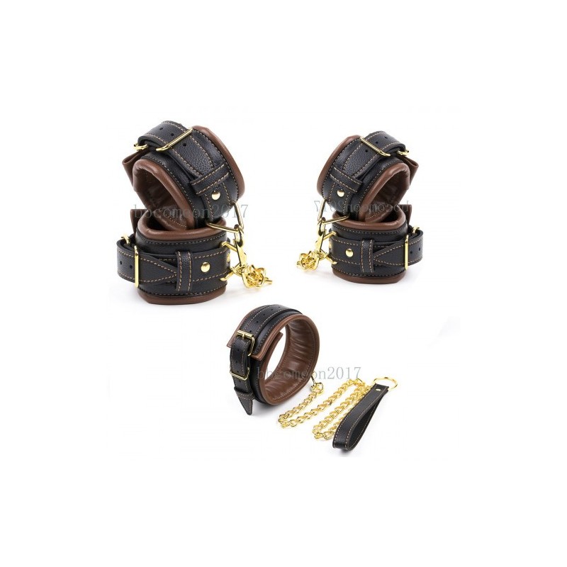 Ασορτί Σετ δεσμά Χεριών Ποδιών Κολάρο λαιμού με λουρί