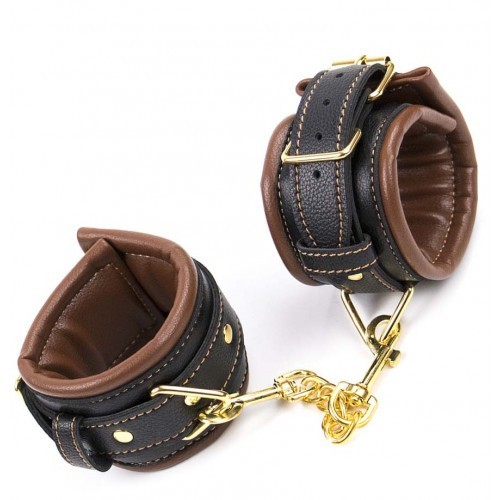 Καφέ Μαύρα δερμάτινα ΔΕΣΜΑ ΑΣΤΡΑΓΑΛΩΝ με χρυσή αλυσίδα