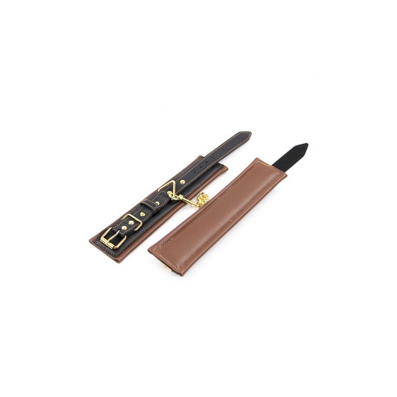 Καφέ Μαύρο δερμάτινες ρυθμιζόμενες χειροπέδες με χρυσή αλυσίδα