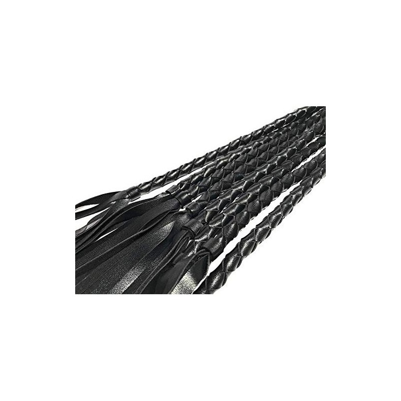 Μαύρο πλεκτό χειροποίητο δερμάτινο Μαστίγιο με λουριά 75 εκ