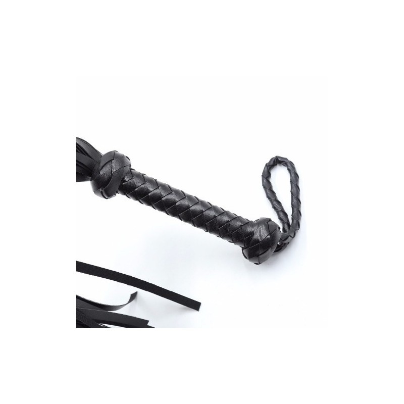 Μαύρο πλεκτό χειροποίητο δερμάτινο Μαστίγιο με λουριά 75 εκ