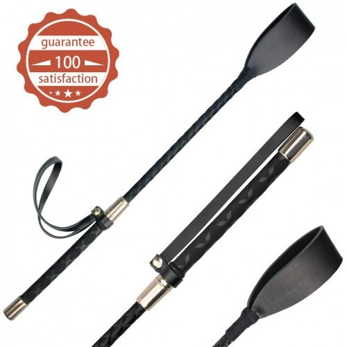 Μαύρο bdsm Μαστίγιο ιππασίας με χρυσές μεταλλικές επενδύσεις 45 cm