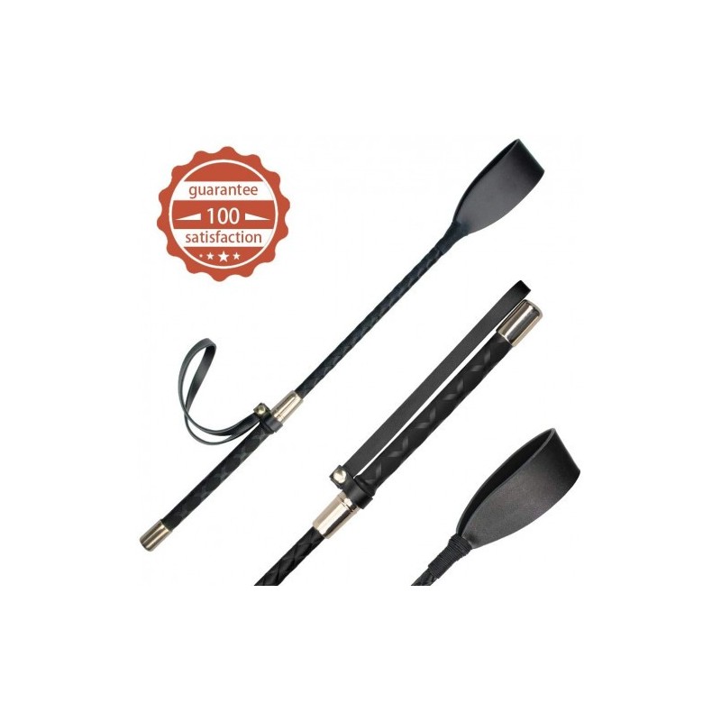 Μαύρο bdsm Μαστίγιο ιππασίας με χρυσές μεταλλικές επενδύσεις 45 cm