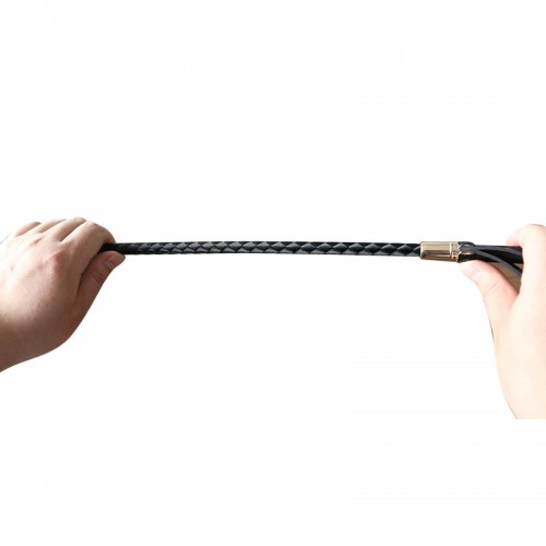 Μαύρο bdsm Μαστίγιο ιππασίας με χρυσές μεταλλικές επενδύσεις 45 cm