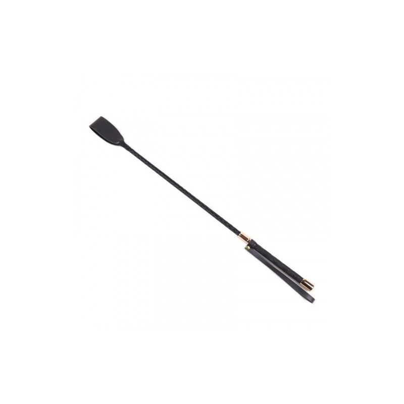 Μαύρο bdsm Μαστίγιο ιππασίας με χρυσές μεταλλικές επενδύσεις 45 cm