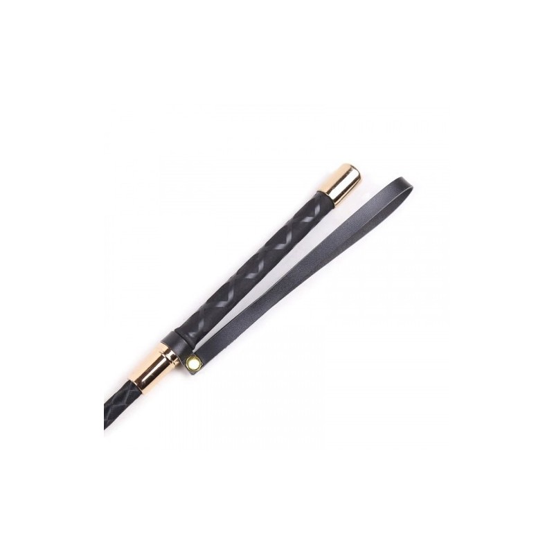 Μαύρο bdsm Μαστίγιο ιππασίας με χρυσές μεταλλικές επενδύσεις 45 cm