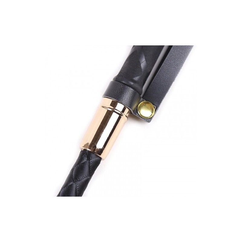 Μαύρο bdsm Μαστίγιο ιππασίας με χρυσές μεταλλικές επενδύσεις 45 cm