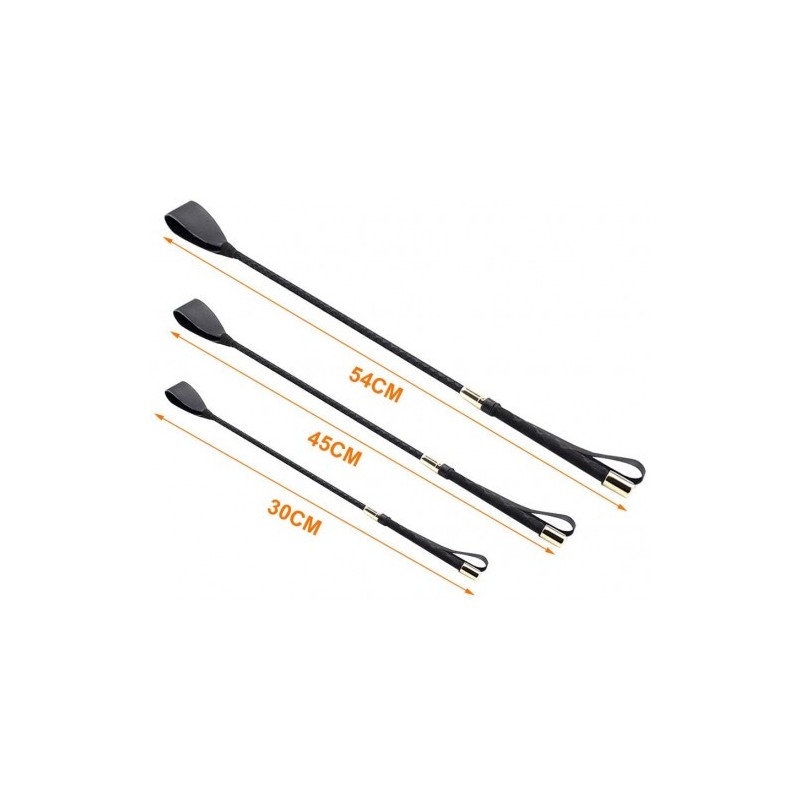 Μαύρο bdsm Μαστίγιο ιππασίας με χρυσές μεταλλικές επενδύσεις 45 cm