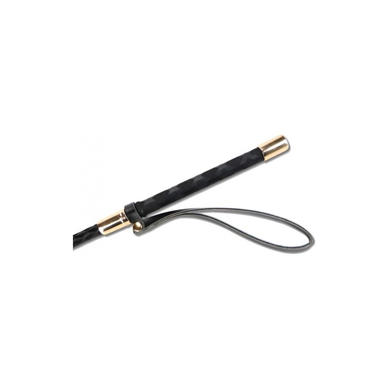 Μαύρο bdsm Μαστίγιο ιππασίας με χρυσές μεταλλικές επενδύσεις 45 cm