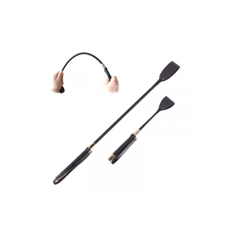 Μαύρο bdsm Μαστίγιο ιππασίας με χρυσές μεταλλικές επενδύσεις 45 cm