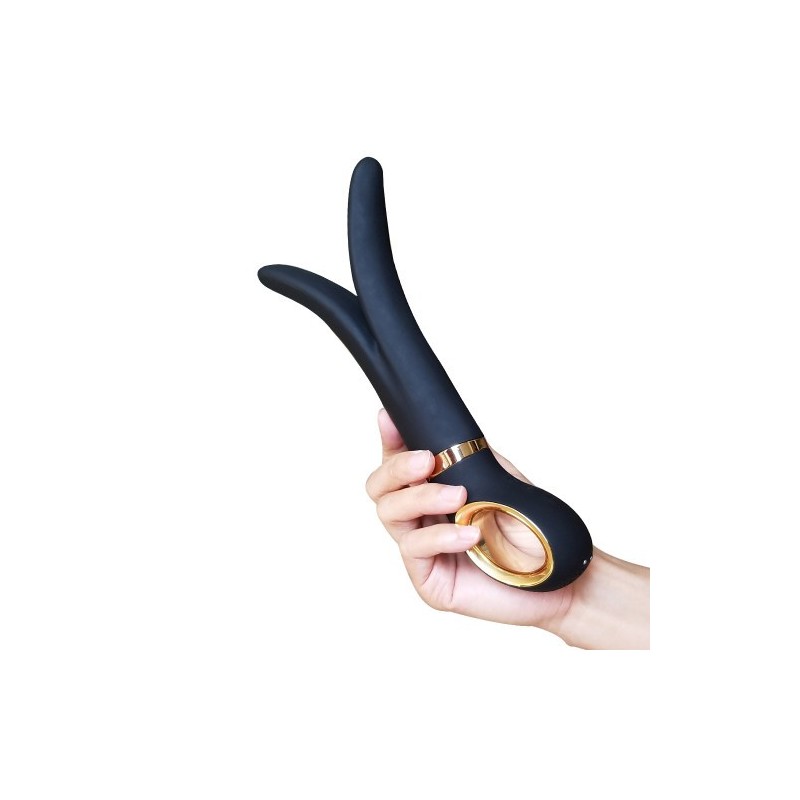 Διακριτικός δονητής Ζευς πολυ-εργαλείο για Ζευγάρια Μαύρο