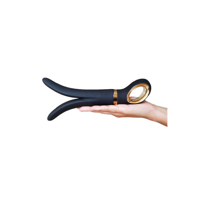 Διακριτικός δονητής Ζευς πολυ-εργαλείο για Ζευγάρια Μαύρο