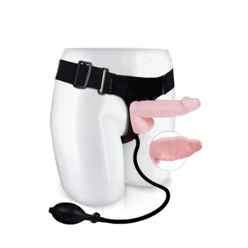 Στραπον με λευκό ρεαλιστικό φουσκωτό ομοίωμα πέους με όρχεις 16εκ