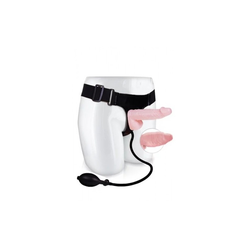 Στραπον με λευκό ρεαλιστικό φουσκωτό ομοίωμα πέους με όρχεις 16εκ