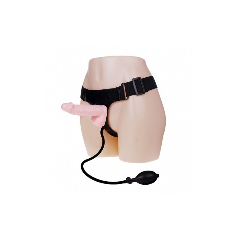 Στραπον με λευκό ρεαλιστικό φουσκωτό ομοίωμα πέους με όρχεις 16εκ