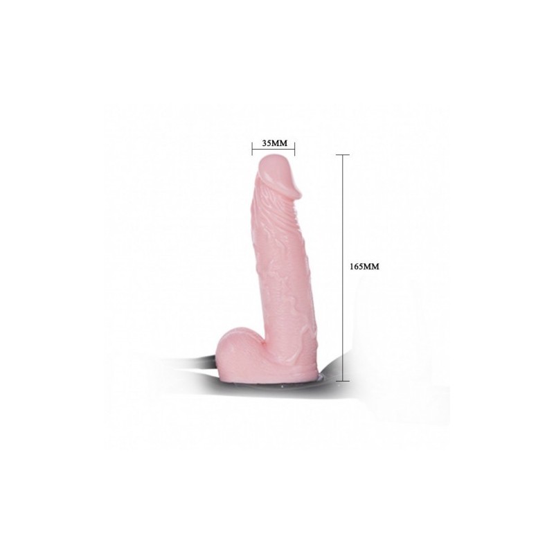 Στραπον με λευκό ρεαλιστικό φουσκωτό ομοίωμα πέους με όρχεις 16εκ