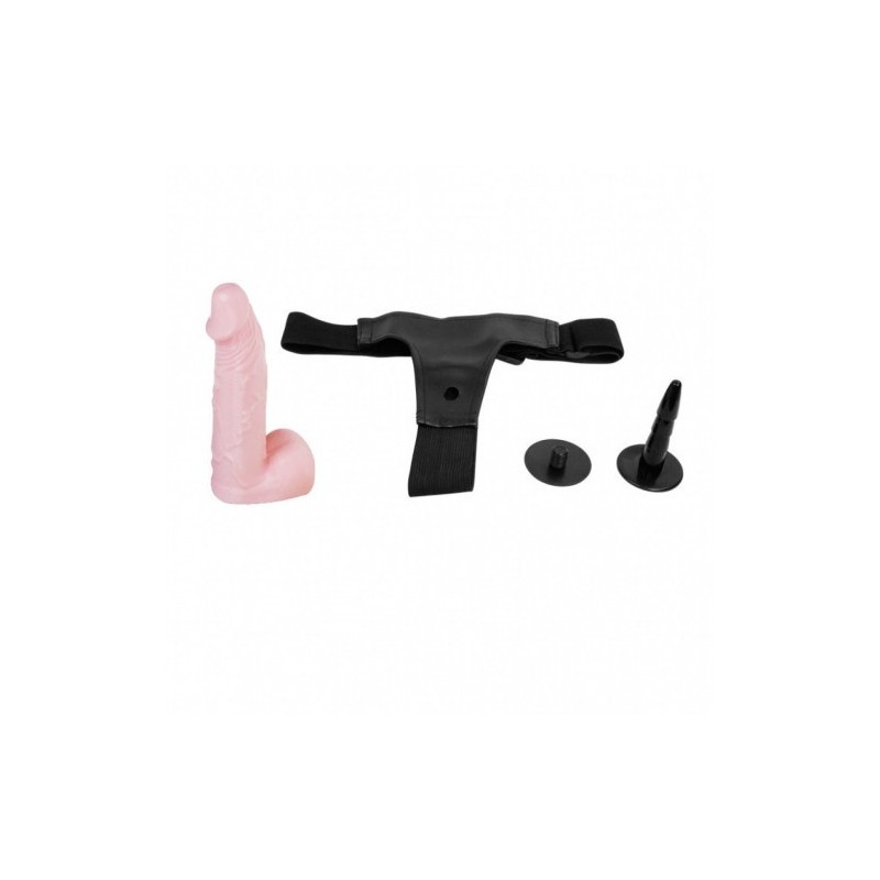 Στραπον με λευκό ρεαλιστικό φουσκωτό ομοίωμα πέους με όρχεις 16εκ