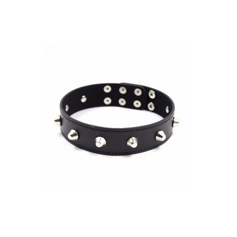Black Faux Leather Collar with Spikes