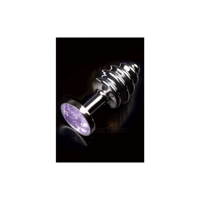 Μικρή σπιράλ ατσάλινη Dolce Piccante σφήνα με μώβ κόσμημα