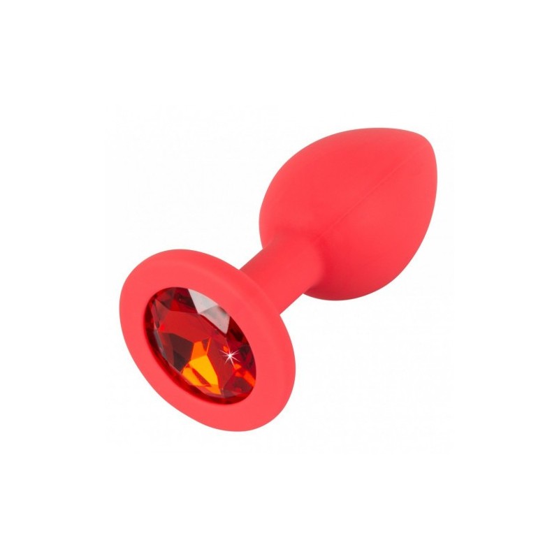 Μικρή κόκκινη πρωκτική σφήνα σιλικόνης με πετράδι