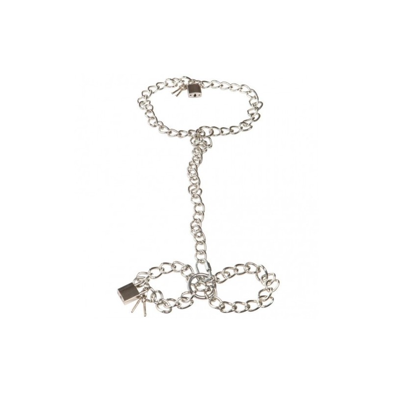 Μεταλλική αλυσίδα κολάρο λουρί και χειροπέδες Bad Kitty