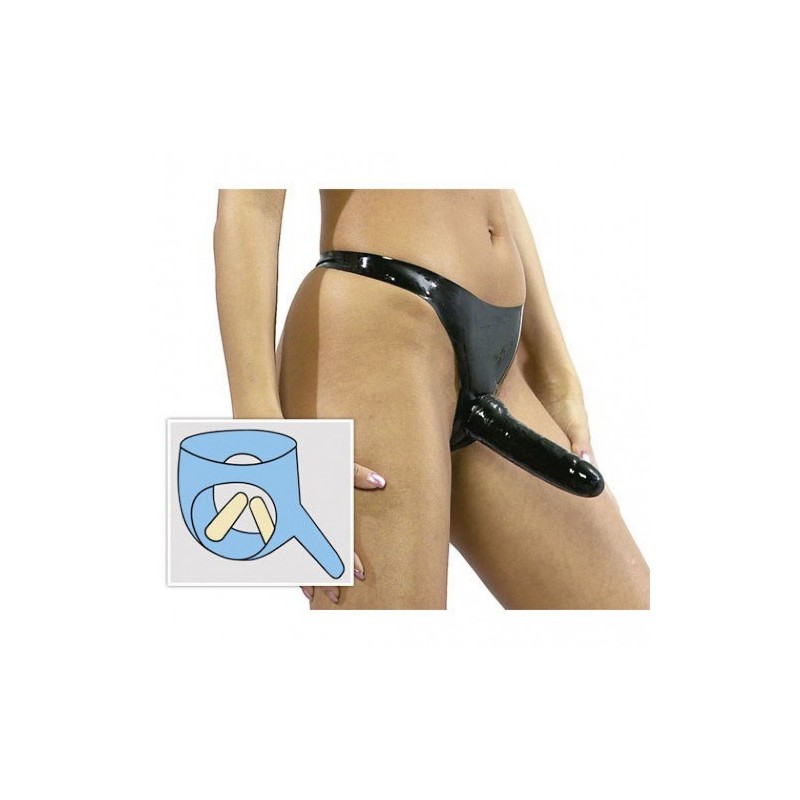 Λατεξ Κυλοτάκι στραπόν με 3 ομοιώματα ντίλντο