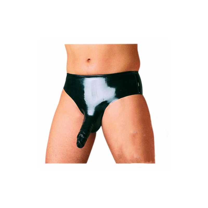 Λατέξ σλιπάκι με Πεος με ενσωματωμένη πρωκτική σφήνα