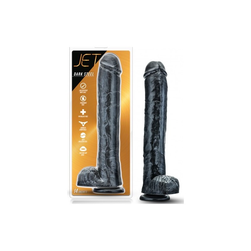 Τεράστιο Ντίλντο ΜΑΥΡΟ Jet 35 X Ø 6 εκ