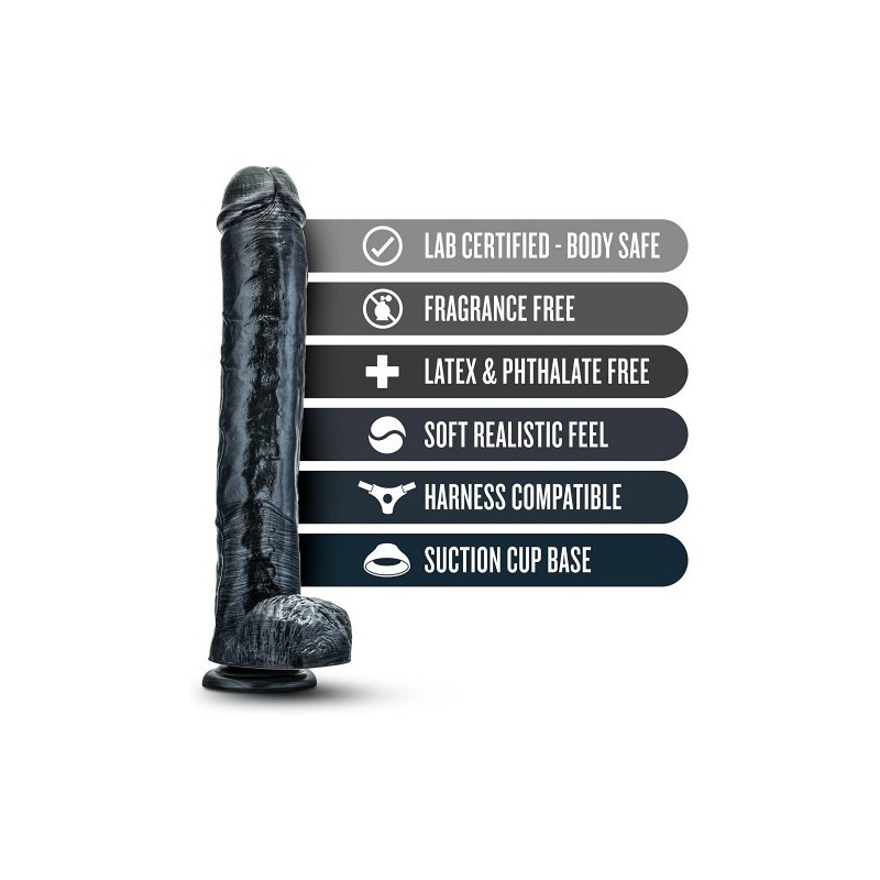 Τεράστιο Ντίλντο ΜΑΥΡΟ Jet 35 X Ø 6 εκ